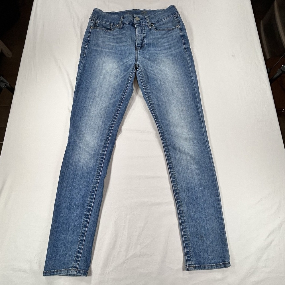 Seven7 Women's High Rise 8 TummyLess Skinny Stretch Light Blue Denim Jeans Y2K